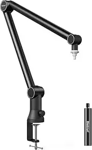 Bietrun Boom Mic Arm for Shure SM7B/MV7/Blue Yeti, 2023 New Upgraded Microphone Desk Mount with Hidden Cable Trough & Extension Tube, Universal Pro-Heavy Duty Metal Blue Yeti Podcast, (MJX04-2)
