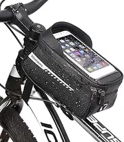 Phone Mount Bag Bike Front Frame Handlebar Bag Waterproof Bike Phone Holder Case Bicycle Accessories Pouch Sensitive Touch Screen Compatible with Below 6.5"