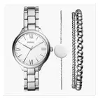 FOSSIL Suitor Three-Hand Watch & Bracelet Set Silver