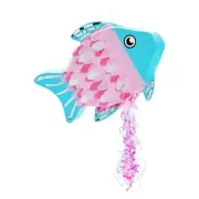 Pull String Fish Pinata for Ocean Birthday, Mermaid Party Decorations, 17x13 In