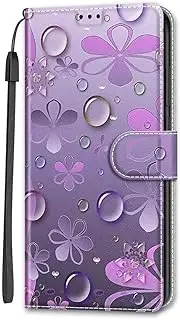 [WVYMX] Wallet Case for Nokia C32/C22 Stand Feature Pattern PU Leather Flip Cover with Credit Card Slots Magnetic Closure & Lanyard Protective Cover for Nokia C32/C22 Flower
