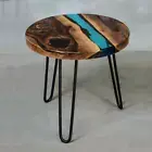 12" Epoxy Resin Wooden Corner / Side Table Top Home Office Decor