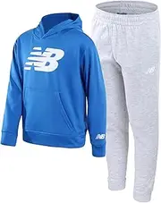 [New Balance] Boys' Sweatsuit Set - 2 Piece Fleece Pullover Hoodie Sweatshirt and Sweatpants (8-12), Size 8, Blue Grey