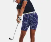 Under Armour Links Printed Golf Shorts 9” Sonar Blue/Baha Blue Women's 8 NWT