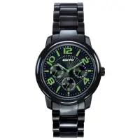 在飛比找momo購物網優惠-【GOTO】躍色純粹時尚陶瓷手錶-IP黑x綠刻度(GC610