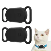 2Pcs Silicone Pet Case Cover Water Resistant for Samsung Galaxy SmartTag2-Black