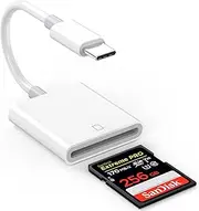 [MFi Certified] iPhone SD Card Reader USB C, Digital Camera Adapter iPhone 16, Trail Game Camera Viewer Memory Card Reader for iPhone 16/16 Plus/16 Pro/16 Pro Max/15/15 Pro/15 Pro Max, Galaxy, Pixel