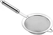 Stainless Steel Fine Mesh Strainers for Kitchen, Colander-Skimmer with Handle, Sieve Sifters for Food, Tea, Rice, Oil, Noodles, Fruits (Silvery, One Size)