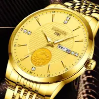 在飛比找蝦皮購物優惠-新款瑞士貔貅24K純金錶正品牌手錶男全自動超薄機械男錶商務防