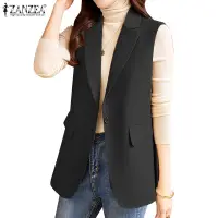 在飛比找蝦皮商城優惠-Zanzea 女式韓版無袖裝飾口袋翻蓋一粒扣西裝背心