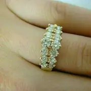 2Ct Round Simulated Diamond Cluster Wedding Ring Band 14K Yellow Gold Plated