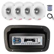 Pyle Marine Radio,Spa Bezel,Adapter, Antenna,Wire, 4x 1" 120W Tweeters (White)