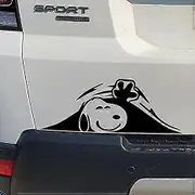 Peeking Snoopy Cartoon Decal Sticker Vinyl Waterproof Easy to Apply on Laptop, I Pad, Car, Truck, Boat, Trailer, Window,Cartoon 20*7.3CM black