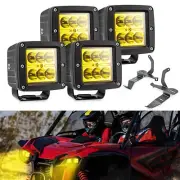 Dual 3" 48W Amber LED Pods Headlight Mount Kit For Honda Talon 1000R / 1000X