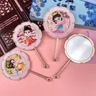 Round Handheld Makeup Mirror Chinese Style Pocket Mirror Travel