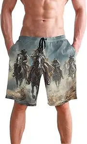 [XYMZR] Cowboys Western Rain Men's Swim Trunks Quick-Dry Bathing Suit Swimming Board Shorts S