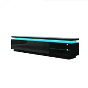 Black TV Unit Storage Cabinet 3 Drawers High Gloss Front
