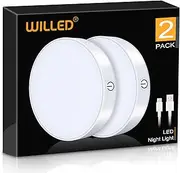 Dimmable Touch Light | WILLED Buit-in 1000mAh Large Battery Rechargeable LED Tap Lights | Magnet Stick on Closet Light | Portable LED Puck Night Lights for Cabinet, Wardrobe, Counter, Kitchen, Bedroom