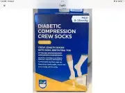 Diabetic Compression Crew Socks Mild 8-15mmHg, White, unisex EXTRA LARGE
