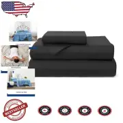 Cooling Deep Pocket Twin Bed Sheets - Luxurious Black Bamboo Blend - 3 Piece Set