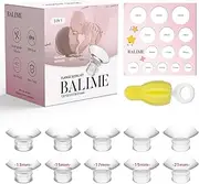 BALIME 3 in 1 Flange Sizing Kit, 10PCS Flange Inserts 13/15/17/19/21mm compatible with Momcozy S12 Pro/S9 Pro/S12/S9/M5/Medela/Spectra 24mm Shields Nipple Measurement Tool, Cleaning Brush, Breastfeeding Essentials