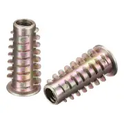 M6x25mm Furniture Screw-in Nut Zinc Alloy Threaded Insert Nuts for Wood 8pcs