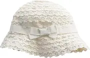 [Denzerekre] Soft Cotton Lace Breathable Foldable UV Sun Protection Bucket Hat Summer Outdoor Beach Cap for Toddlers Girls Baby Kids