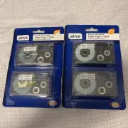 Set Of 2 Ativa Black on Clear Label Tape for AT-LP-1000 Label Printer 3/8" .