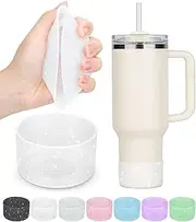 PICcircuit Silicone Boot for Stanley Cup 20-40oz & Hydroflask 12-24oz, Glitter Tumbler Accessories, Bottom Protector, Clear (2PCS)
