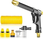 High Pressure Washer Gun with Recoil Water Hose Hose Space-Saving Portable Handheld Car Washer Adjustable Jet/Fan Washing Sprayer with Universal Connector Foam Cannon for Floor Fence Patio Garden