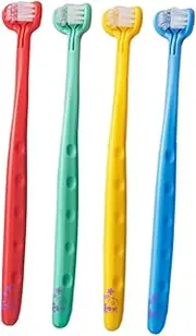 WOFASHPURET 4Pcs Three Sided Toothbrush Soft Bristles for Safe Oral Care Ergonomic Handle for Comfort Training Toothbrushes