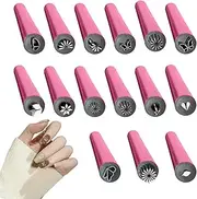 Nail Flower Stamp Pen - Stamp Nail Tool, Nail Flower Stamp 15x Nail Tool Stamp with 6 Different Art Patterns, Nail Stamper Nail Tool Nail Graffiti Art Dotted Tool Nail Design Tool for Women