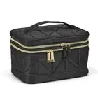 Modella Double Zip Cosmetic Accessory Train Case in Quilted Geometric Design
