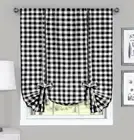 Achim Buffalo Check Tie Up Shade Valance Window Curtain 42" x 63" Black/White