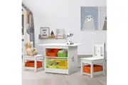 Keezi 3PCS Kids Table and Chairs Set Children Furniture Play Toys Storage Box