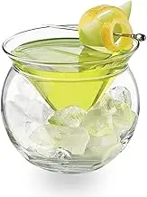 Stemless Martini Glasses with Chiller 2pcs Martini Glass Round Base Cocktail Glasses Cup Glass Caviar Chiller Server Set for Party Cocktail Martini Wine (3)