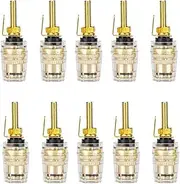 CCWUTQF 10PCS Brass 4mm Crystal Binding Post Compatible Thread Audio Speaker Amplifier Banana Plug Terminals Connector Audio DIY(Black Long 10PCS)