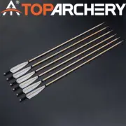 12-PACK TOPARCHERY 30'' Traditional Wooden Arrow Turkey Feather Longbow Hunting