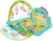 UNITSLYZ Baby Gym Play Mat with Piano, Tummy Time Mat Toys with 5 Infant Learning Sensory Toys, Musical Activity Center with Lights Sounds, Motor Development, Birthday Gifts for Toddler Infant 0-3-6-9-12 Months