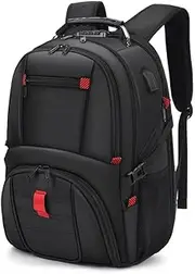 50L Travel Backpack for Men & Women - Airline Approved Carry On Backpack with USB Port & Password Lock, Water Resistant 17" Laptop Backpack - portable computer backpacks，Business Work Backpack - Black