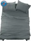 4 Piece Bed Sheet Set (Grey, Queen) Polyester Microfiber – Set Includes 1 Fitted