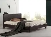 Double PU Leather Bed Frame and Headboard - 190cm x 140cm Brown