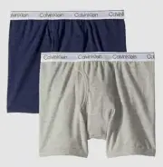 New $47 Calvin Klein Boys' Blue Stretch 2-Pack Modern Boxer Brief Underwear M