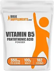 BulkSupplements.com Vitamin B5 Powder - Pantothenic Acid 500mg - Acne Supplements - B5 Vitamins - Vitamin B5 Pantothenic Acid - Acne Vitamins - Panthonetic Acid (100 Grams - 3.5 oz)
