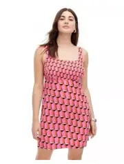 90's Shift Pink Modern Geo Mini Dress DVF/Target Diane von Furstenberg 00