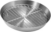 Gogogmee 1Set Stainless Steel Roasting Pan with Cooling Rack Durable Baking Tray for BBQ and Grilling Multi Purpose Design for Home Use and Outdoor Cooking