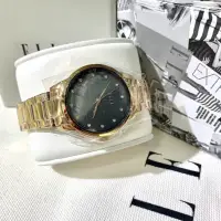 在飛比找蝦皮購物優惠-【ELLE 】優雅時尚女錶 晶鑽貝殼面腕錶-黑X玫瑰金ELL