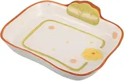 LALAFINA Cute Bread Shaped Porcelain Plates for Food Multi Functional Dessert and Cookie Serving Dishes for Home Decor and Dining Table Centerpiece Durable and Easy to Clean