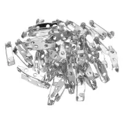 80Pcs Badge Pins, 20mm Safety Pins Bar Name Tag Pin Bulk, Silver