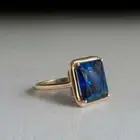 3.50Ct Emerald Cut Lab Created Blue Sapphire Solitaire Ring 14K Rose Gold Plate
